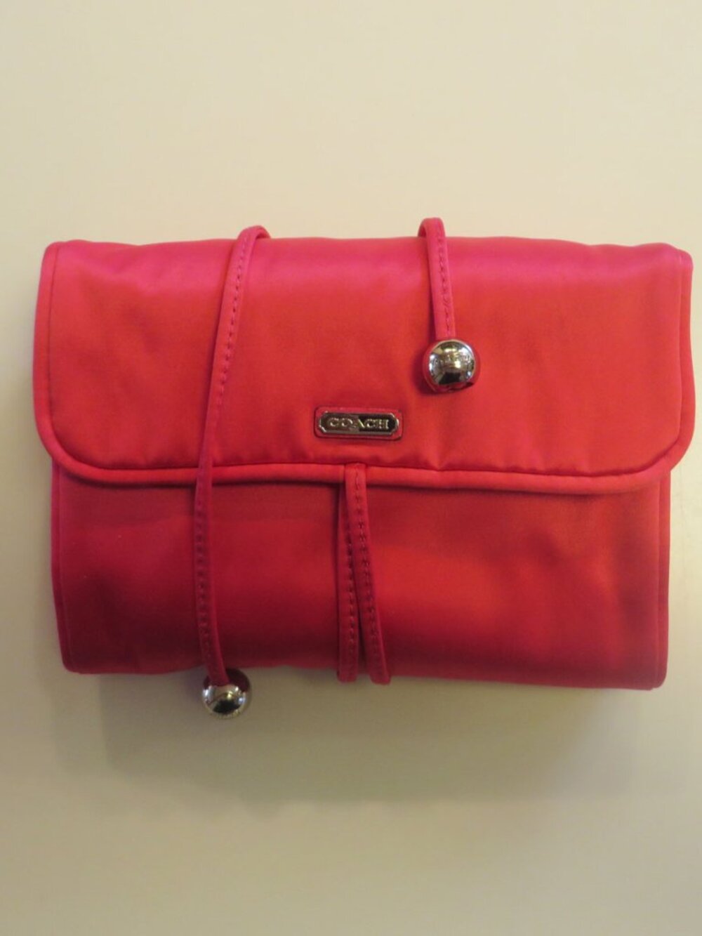 NWT Coach Hot Pink Satin Jewelry Travel Kit F66561